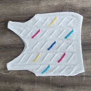 Vintage 80's Memphis Jones Cable Knit V-Neck Vest Retro Sweater Tank